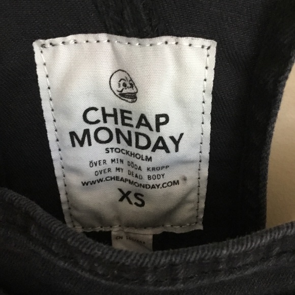 ASOS Cheap Monday High Rise Black Skinny Overalls - Picture 4 of 11